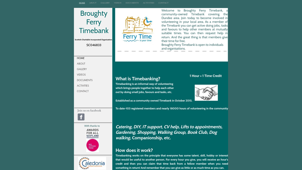 Screenshot of the Broughty Ferry Timebank website