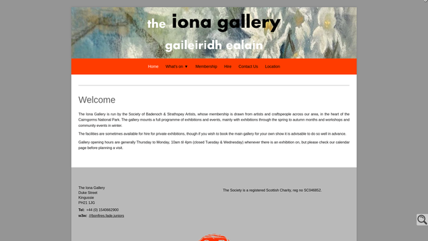 Screenshot of the Society of Badenoch & Strathspey Artists website