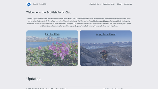 Screenshot of the Scottish Arctic Expedition Fund website