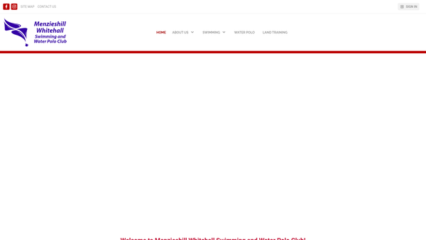 Screenshot of the Menzieshill Whitehall Swimming and Water Polo Club website