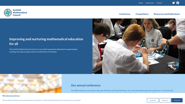 Screenshot of the The Scottish Mathematical Council website