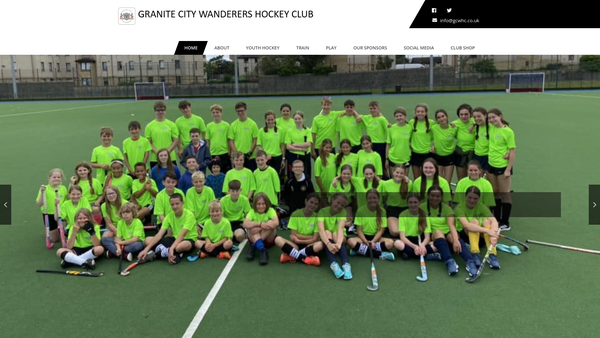 Screenshot of the Granite City Wanderers Hockey Club website