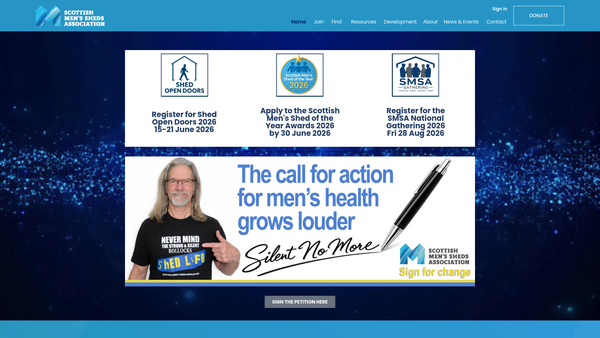 Screenshot of the Nairn Men's Shed website