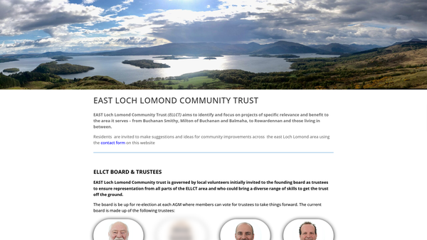 Screenshot of the East Loch Lomond Community Trust (SCIO) website
