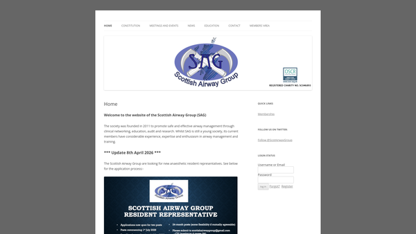 Screenshot of the Scottish Airway Group website