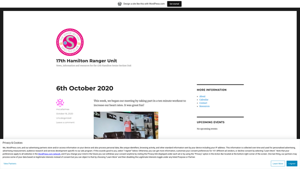 Screenshot of the 17th Hamilton Ranger Unit website