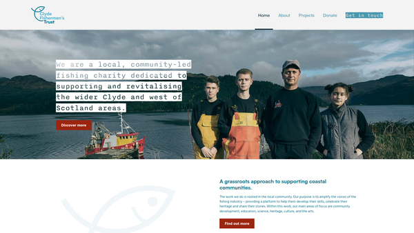 Screenshot of the Clyde Fishermen's Trust website