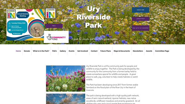 Screenshot of the Ury Riverside Park SCIO website
