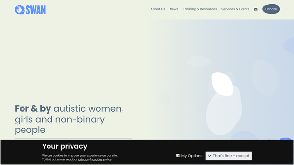 Screenshot of the Swan Autism (Scotland) website