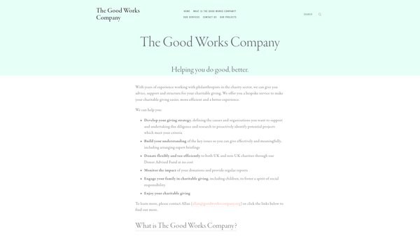 Screenshot of the The Good Works Company website