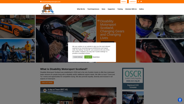 Screenshot of the Disability Motorsport Scotland SCIO website