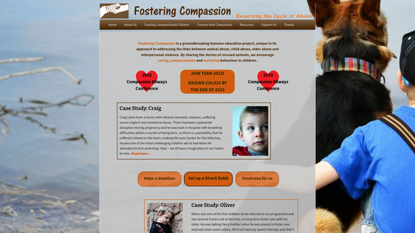 Screenshot of the Fostering Compassion, SCIO website