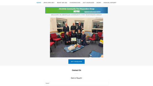 Screenshot of the Aberfeldy Community First Responders Group SCIO website