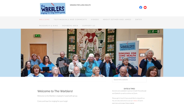 Screenshot of the The Warblers website