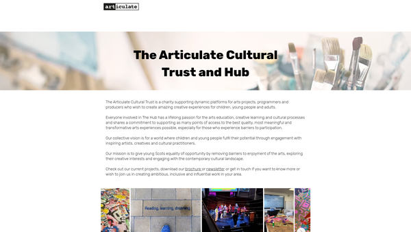 Screenshot of the Articulate Cultural Trust website