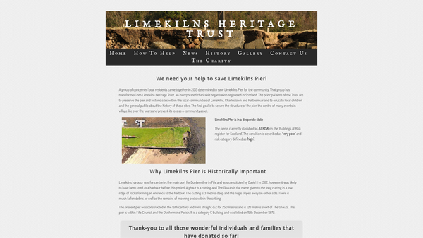 Screenshot of the Limekilns Heritage Trust SCIO website