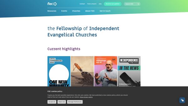 Screenshot of the The Fellowship of Independent Evangelical Churches website