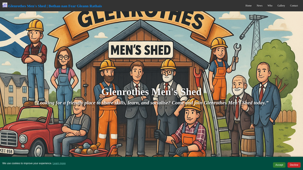 Screenshot of the Glenrothes Men's Shed website