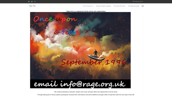 Screenshot of the Rage Arts website