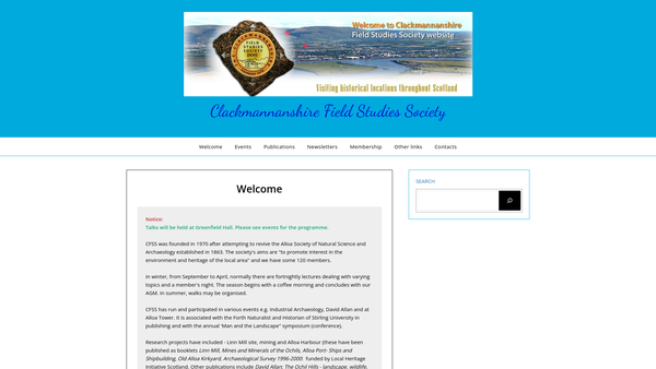 Screenshot of the The Clackmannanshire Field Studies Society [SCIO] website