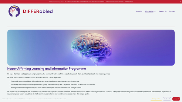 Screenshot of the Differabled Scotland website