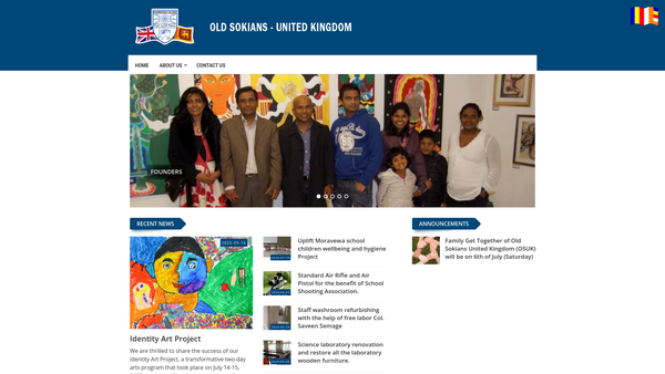 Screenshot of the Old Sokians United Kingdom website