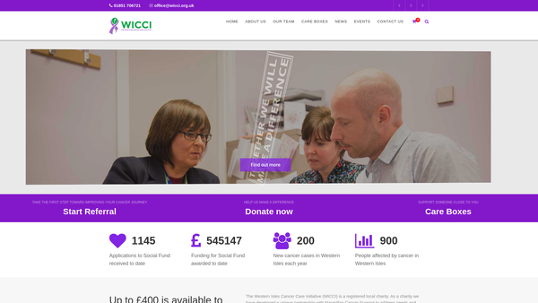 Screenshot of the Western Isles Cancer Care Initiative website