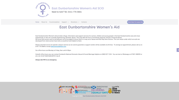 Screenshot of the East Dunbartonshire Women's Aid SCIO website