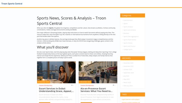 Screenshot of the Troon Community Sport Hub website