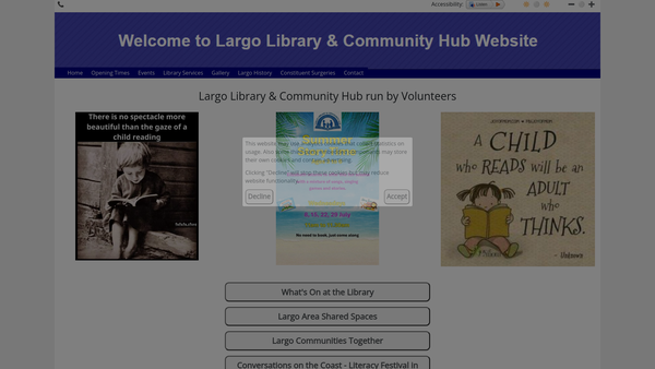Screenshot of the Largo Library and Community Hub website