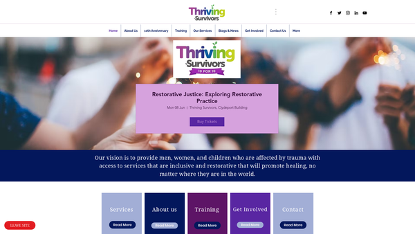 Screenshot of the Thriving Survivors Ltd website