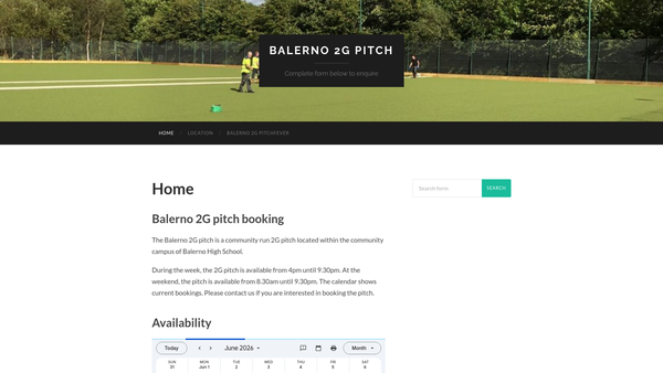 Screenshot of the Balerno 2G website