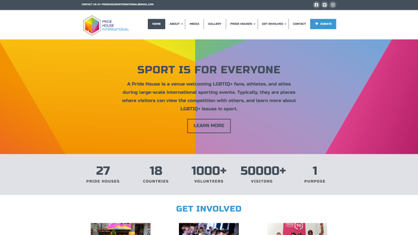 Screenshot of the Pride House International website