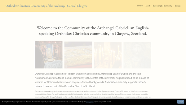 Screenshot of the The Archangel Gabriel Orthodox Christian Trust website