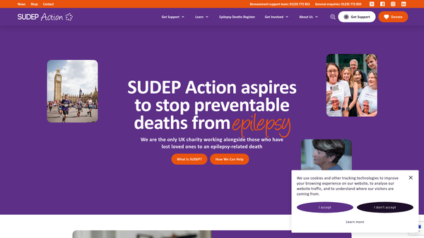 Screenshot of the SUDEP Action website