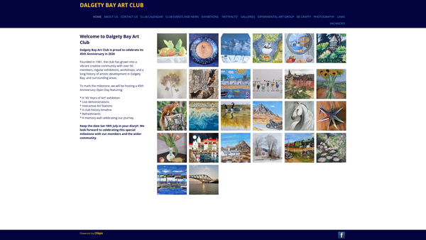 Screenshot of the Dalgety Bay Art Club website