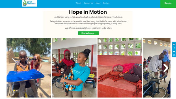 Screenshot of the Just Wheels website