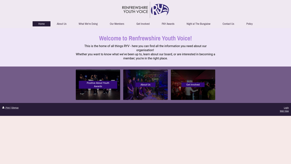 Screenshot of the Renfrewshire Youth Voice (RYV) website