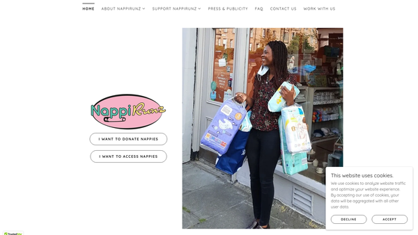 Screenshot of the NappiRunz website