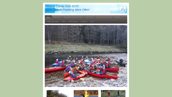 Screenshot of the Aboyne Canoe Club SCIO website