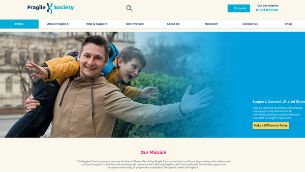 Screenshot of the The Fragile X Society website