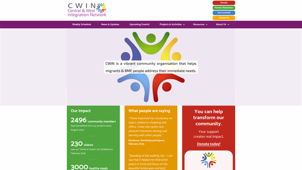 Screenshot of the Central and West Integration Network SCIO website