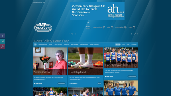 Screenshot of the Victoria Park City of Glasgow Athletic Club website