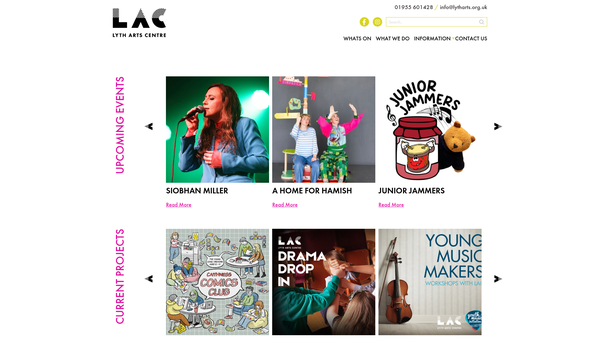 Screenshot of the Lyth Arts Centre Ltd website