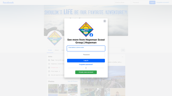 Screenshot of the 1st Hopeman Scout Group website