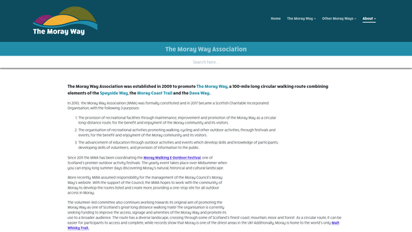 Screenshot of the Moray Way Association website