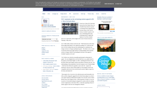 Screenshot of the Govan Law Centre website