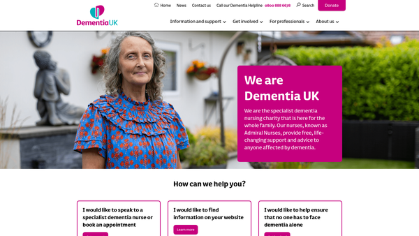 Screenshot of the Dementia UK website