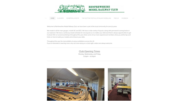Screenshot of the Renfrewshire Model Railway Club website