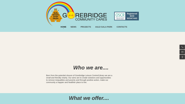 Screenshot of the Gorebridge Community Cares (SCIO) website
